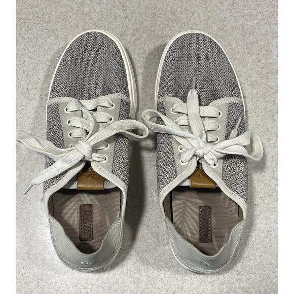 OluKai Women's Pehuea Li Shoe Size 7 Lace Up Sneaker Convertible Gray Tapa Mesh - Picture 4 of 11